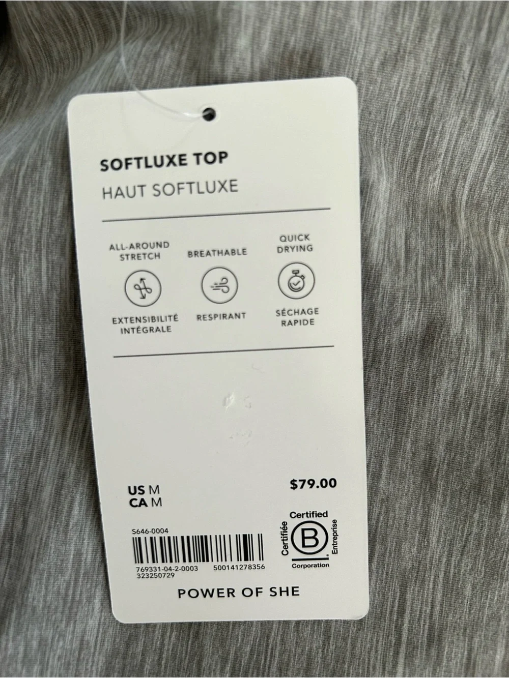 Athleta Light Heather Gray Scoop Neck Long Sleeve Top